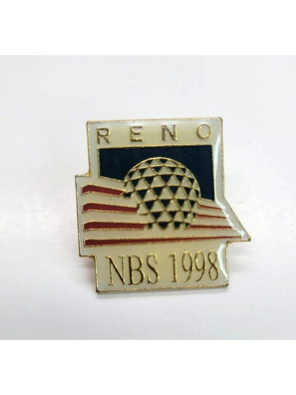 1998 Reno Flag Lapel Hat Pin National Bowling Stadium Red White Blue LI40